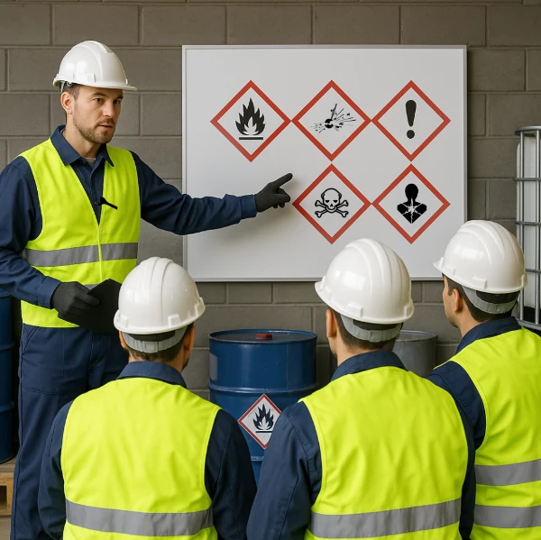 Schulung ueber Gefahrstoffpiktogramme